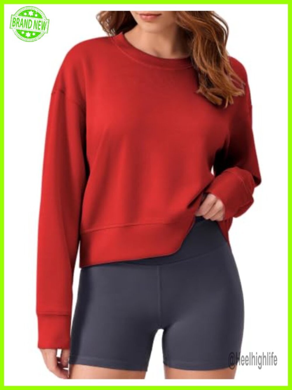 Cropped Sweatshirt Crew Neck Long Sleeve Athleisure Crop Top